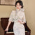 Vintage Retro Floral Qipao Dress with Jacquard Fabric and Trumpet Sleeves