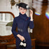 Elegant Blue Velvet Cheongsam Dress with Detachable Scarf for Women