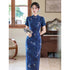 Blue Cheongsam Dress Women Summer Vintage Qipao