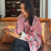 Elegant Pink Chinese-Inspired Floral Print Tang Jacket for Women