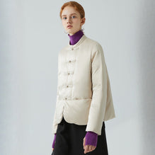 Lightweight Short Satin Down Jacket - Vintage Chinese Style