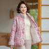 Fur Collar Faux Suede Floral Print Chinese Jacket -  Fusion of Tradition and Fashion