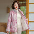 Fur Collar Faux Suede Floral Print Chinese Jacket -  Fusion of Tradition and Fashion
