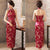 Vestido de noche chino floral cheongsam de brocado sin espalda
