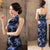 Backless Brocade Cheongsam Floral Chinese Dress Evening Gown