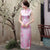 Ärmelloses traditionelles chinesisches Cheongsam-Blumenkleid aus Brokat