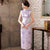 Robe Chinoise Florale Traditionnelle Cheongsam Brocart Sans Manches