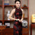 Robe chinoise dos nu en brocart cheongsam motif chrysanthème