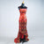 Correas espaguetis Patrón auspicioso Sirena Vestido de novia chino Tren de barrido