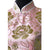 Vestido chino cheongsam con patrón de flores doradas y mangas casquillo