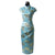 Cap Sleeve Gilding Flowers Pattern Cheongsam Chinese Dress