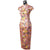 Cap Sleeve Brocade Cheongsam Floral Chinese Dress