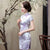 Mini vestido chino floral de manga corta con brocado y cheongsam