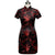 Kurzarm-Cheongsam-Cheongsam-Minikleid mit Blumenmuster aus Brokat