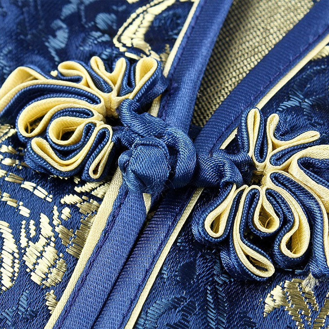 V Neck Paisley Pattern Brocade Cheongsam Chinese Dress
