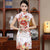 Mini abito cinese floreale in rayon cheongsam con maniche ad aletta