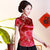 Camicia cinese in broccato floreale con colletto alla coreana