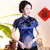 Camicia cinese in broccato floreale con colletto alla coreana