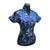 Camisa china de manga corta con cuello en V y brocado floral