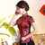 Camicia cinese in broccato con motivo drago e fenice a maniche corte