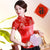 Camicia cinese in broccato con motivo drago e fenice a maniche corte