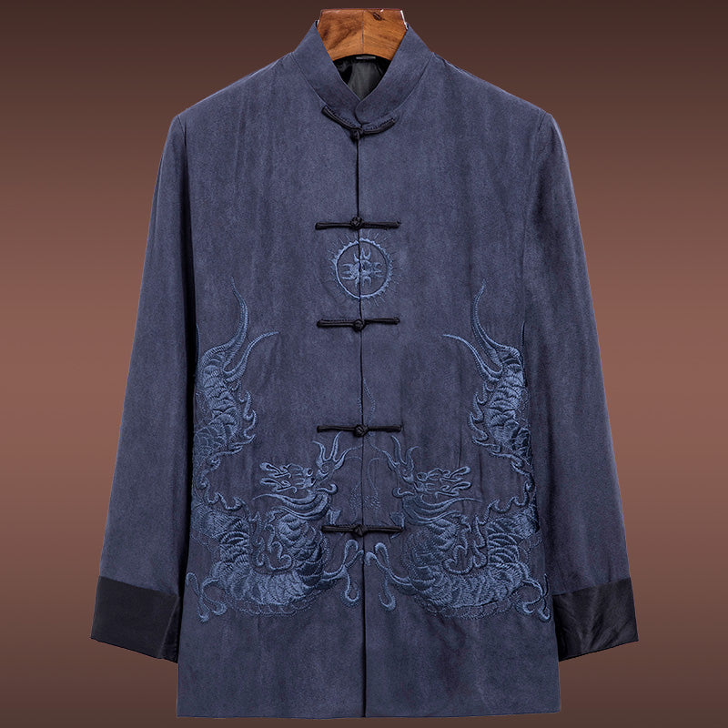 Dragon Embroidery Chamois Leather Chinese Jacket