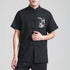 Chemise de Kung Fu chinois en lin avec broderie dragon à manches courtes