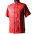 Camisa china de algodón de manga corta con estampado floral y caligráfico