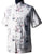 Camicia cinese in cotone a maniche corte con motivo floreale e calligrafico