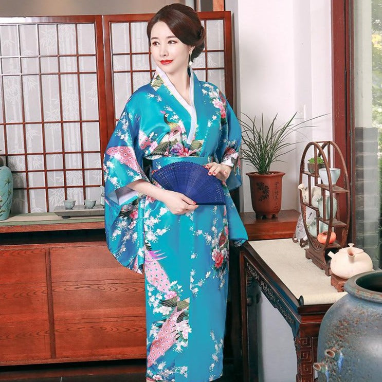 Peacock Pattern Traditional Japanese Kimono – IDREAMMART