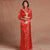 3/4 Sleeve Stand Collar Brocade Chinese Wedding Suit