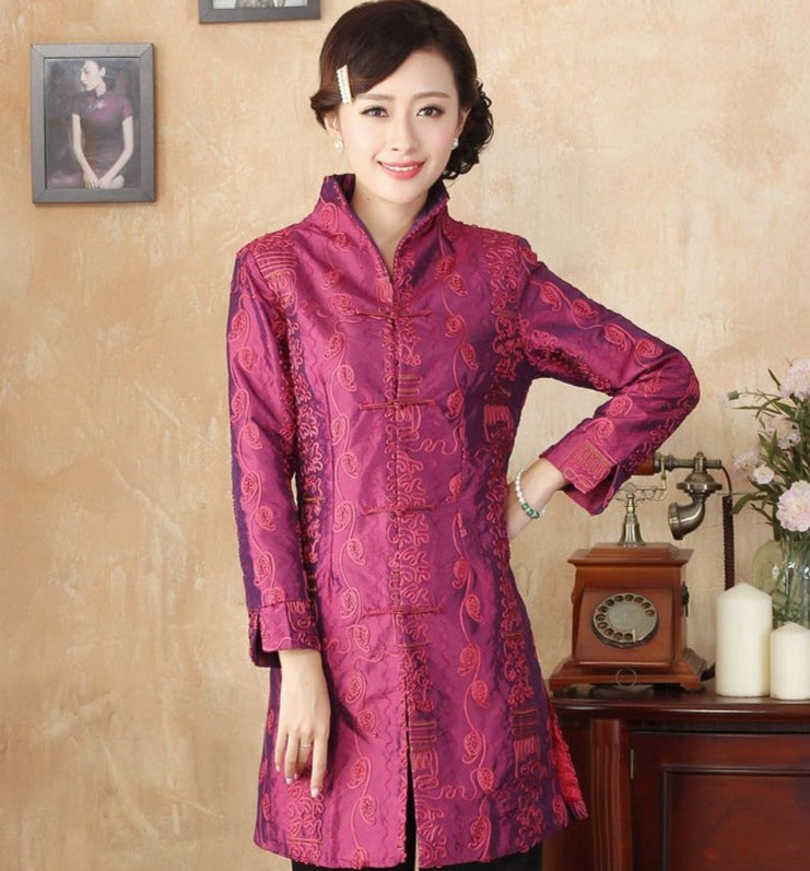 V Neck Floral Brocade Chinese Wind Coat – IDREAMMART