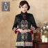 Abrigo chino de mezcla de seda con bordado floral y cuello alto
