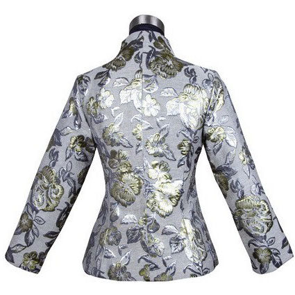 Spider Button Gilded Flowers Brocade Chinese Jacket