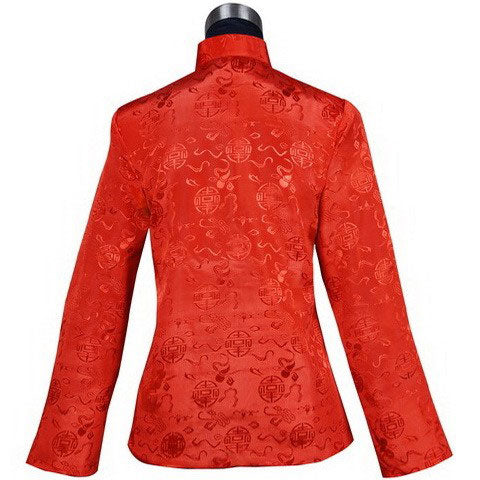 Reversible Black & Red Brocade Auspicious Pattern Chinese Jacket