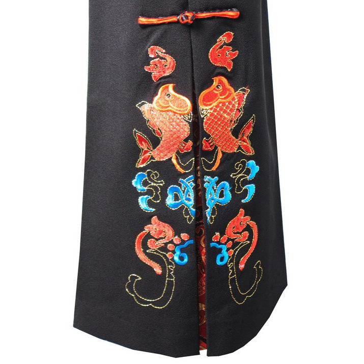 Double Fish Auspicious Embroidery Chinese Style Women's Pants