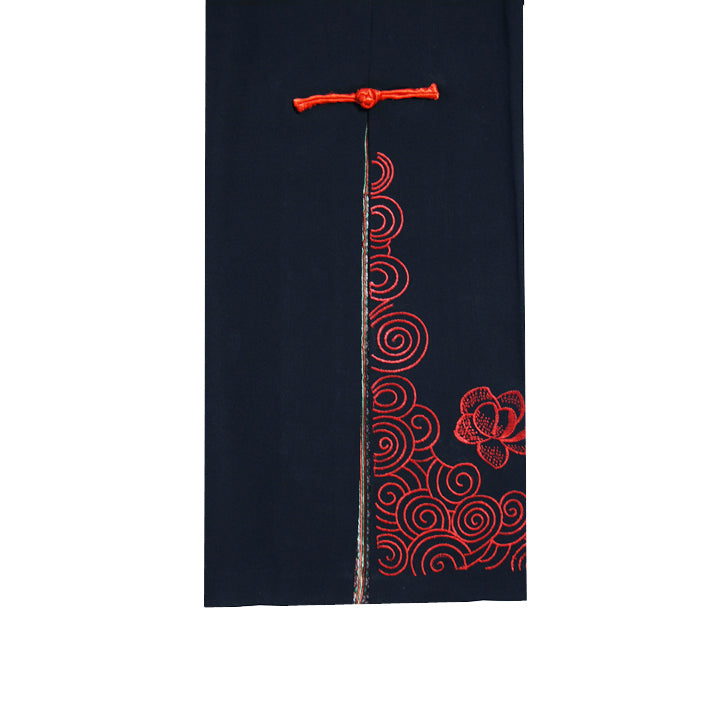 Floral Embroidery Chinese Style Women's Trousers
