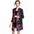 Long Sleeve Knee Length Floral Chinese Style Wind Coat with Strap Buttons