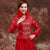 Brocade Top Tulle Skirt Chinese Wedding Dress with Fur Collar & Cuff
