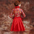 Long Sleeve Brocade Top Satin Skirt Chinese Wedding Party Dress