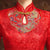 Vestido de fiesta de boda chino con falda de gasa con brocado