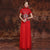 Abito da sposa cinese con gonna in chiffon con top in cheongsam a maniche corte