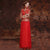 Robe de mariée chinoise avec jupe en mousseline de soie à col et manches illusion
