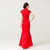 Key Hole Neck Peacock Sequins Mermaid Chinese Wedding Party Dress