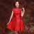 Chinesisches Hochzeitskleid mit Mandarinkragen Spitzentop Satinrock