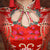 Vestido de novia chino con falda de satén y brocado con mangas casquillo
