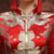 Dragon & Phoenix Muster Langarmshirt Chinesisches Hochzeitskleid