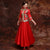 Vestido de novia chino de manga larga con estampado de dragón y fénix