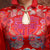 Robe de mariée chinoise à manches longues et motif canard mandarin