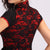 Abito da ballo in pizzo stile cheongsam con collo illusione con scollo a goccia